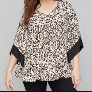 Lane Bryant Animal Cheetah Print Bell Sleeve Blouse Size 14/16